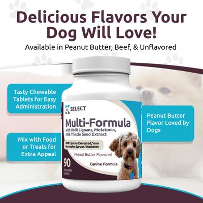Show full view: K9 Select HMR Multi-Formula Peanut Butter Formula Dog Hormone Supplement, 10 mg, 90 count slide 5 of 9