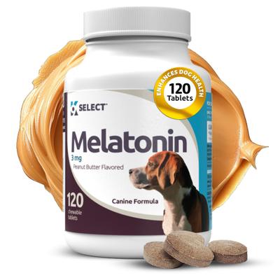 Show full view: K9 Select Melatonin Peanut Butter Flavor Calming Dog Supplement, 3-mg, 120 count slide 1 of 9