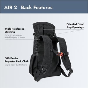 K9 Sport Sack Air 2 Forward Facing Dog Carrier Backpack, Jet Black, Large