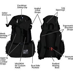 K9 Sport Sack Air 2 Forward Facing Dog Carrier Backpack, Jet Black, Large
