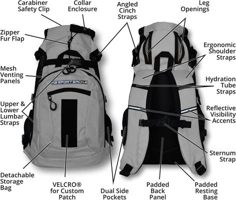 Show full view: K9 Sport Sack Plus 2 Forward Facing Dog Carrier Backpack, Grey, Medium slide 4 of 12