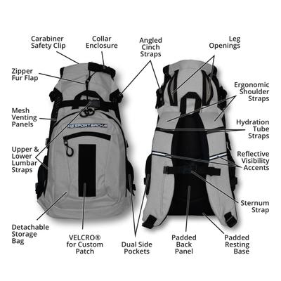 Show full view: K9 Sport Sack Plus 2 Forward Facing Dog Carrier Backpack, Grey, Small slide 4 of 12