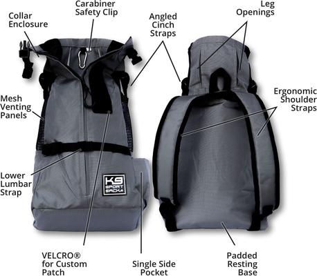 Show full view: K9 Sport Sack Trainer Forward Facing Dog Carrier Backpack, Grey, Medium slide 6 of 11