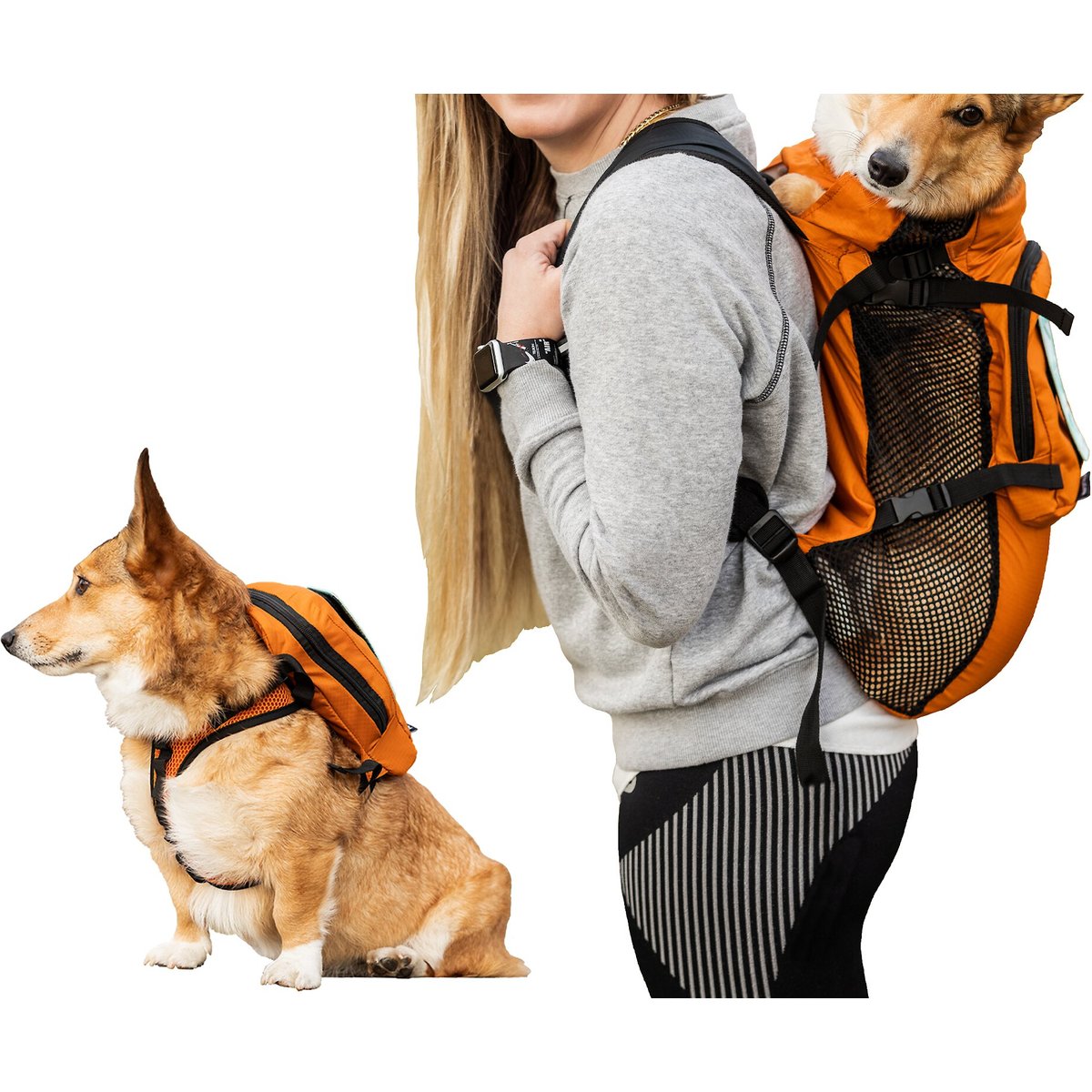 K9 Sport Sack Walk-On Packable Backpack Dog Carrier, Orange, Large