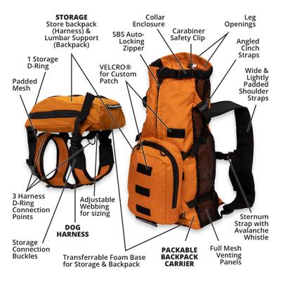 Show full view: K9 Sport Sack Walk-On Packable Backpack Dog Carrier, Orange, Small slide 4 of 10