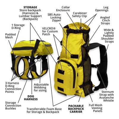 Show full view: K9 Sport Sack Walk-On Packable Backpack Dog Carrier, Yellow, Large slide 3 of 9