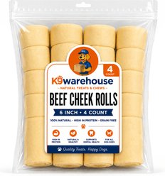 K9warehouse Beef Cheek Rolls 5 to 6-in Dog Treats, 4 count slide 1 of 7