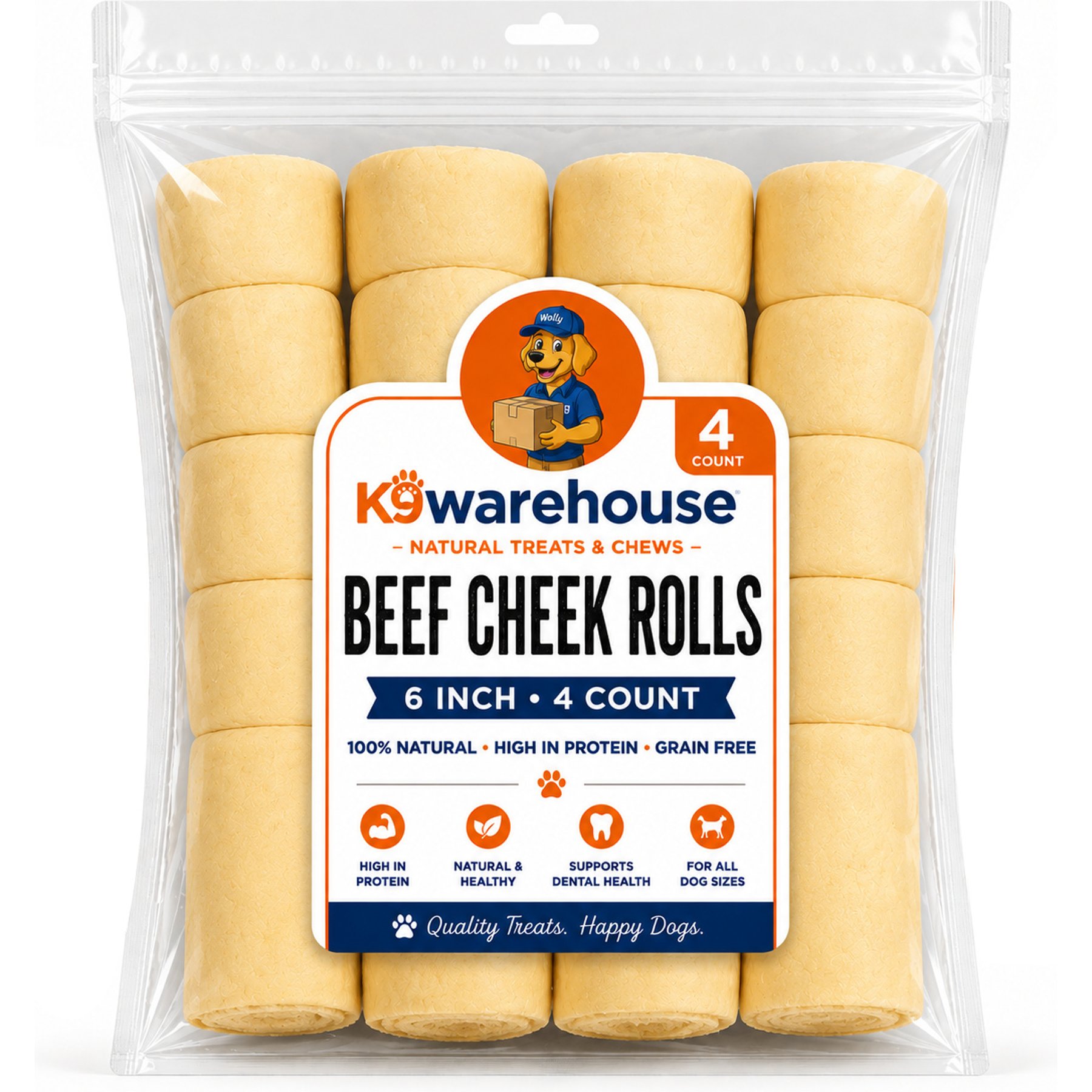 K9warehouse Beef Cheek Rolls 5 to 6-in Dog Treats, 4 count