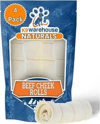 K9warehouse Beef Cheek Rolls 5 to 6-in Dog Treats, 4 count