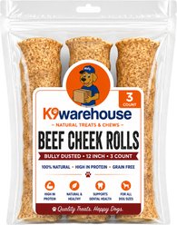 K9warehouse Beef Cheek Rolls Bully Dusted 9 to 12-in Dog Treats, 3 count