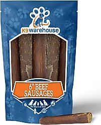 K9warehouse Beef Sausage Natural Dog Treats, 6 count