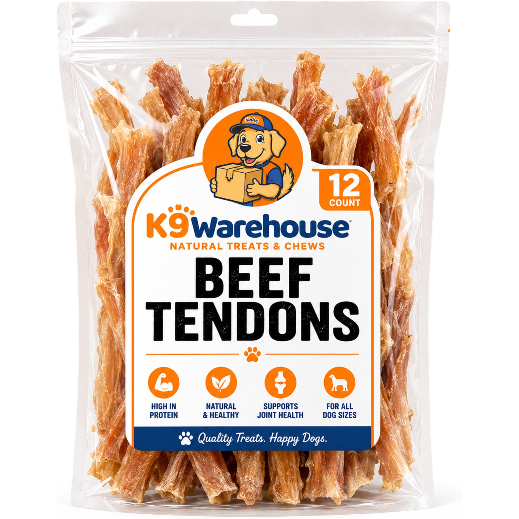 K9warehouse Beef Tendon Dog Chew Treats, 12 count