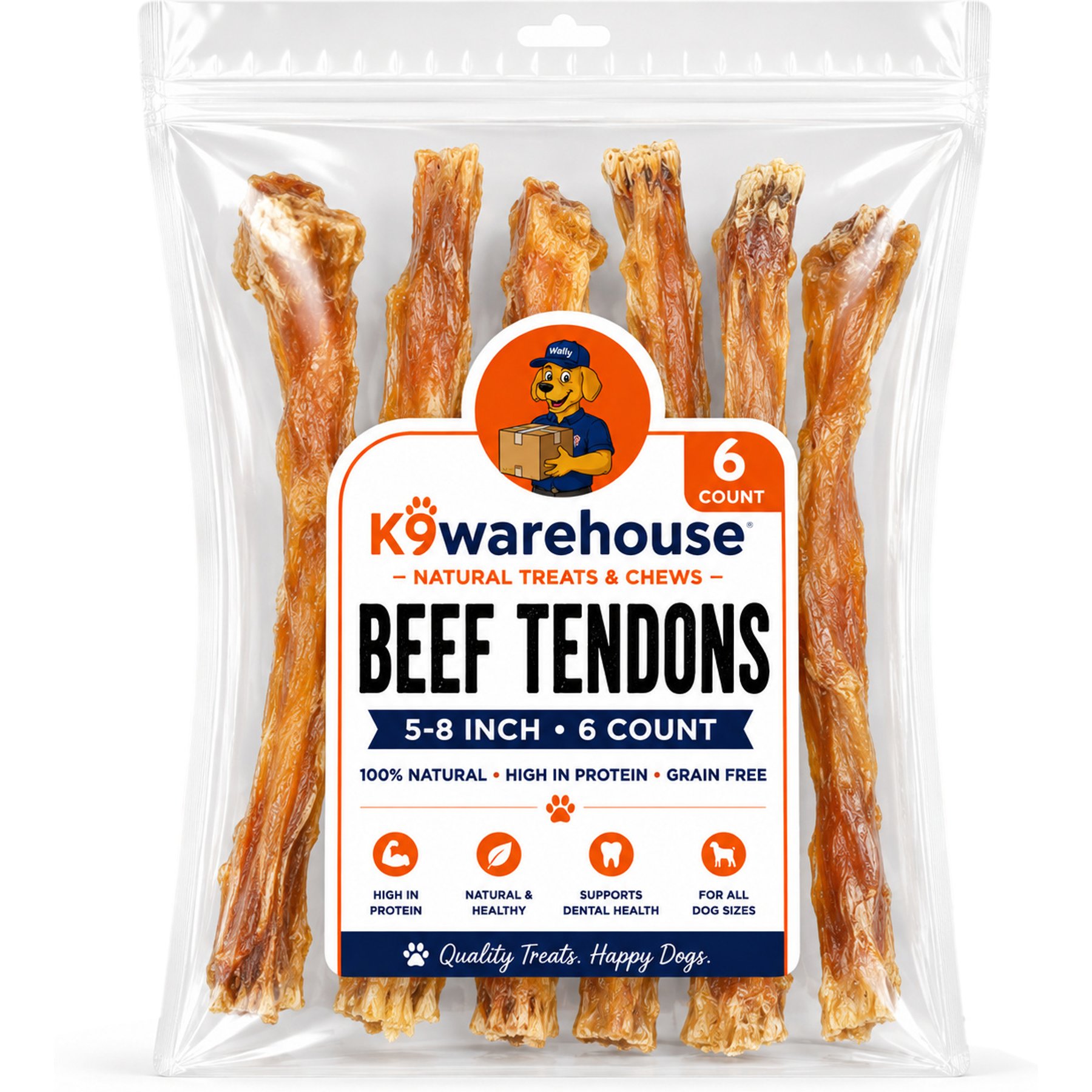 K9warehouse Beef Tendon Dog Chew Treats, 6 count