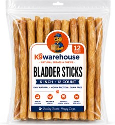 K9warehouse Bladder Sticks Beef Flavored Dog Chews, 6-in, 12 count
