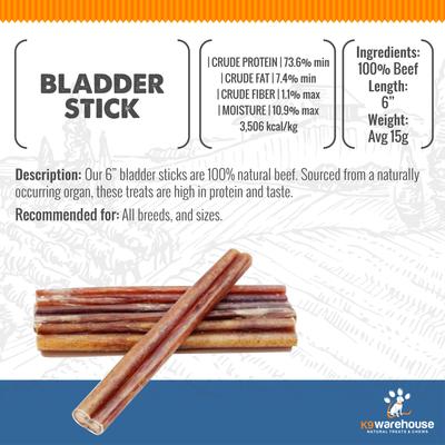 Show full view: K9warehouse Bladder Sticks Beef Flavored Dog Chews, 6-in, 12 count slide 4 of 7