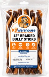 K9warehouse Braided 12-in Bully Sticks Dog Treats, 6 count slide 1 of 3