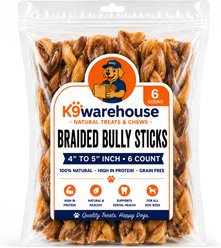 K9warehouse Braided Bully Sticks 4-5-inch Dog Treats, 6 count
