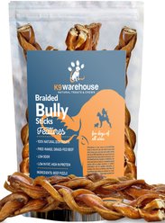 K9warehouse Braided Bully Sticks 4-5-inch Dog Treats, 6 count