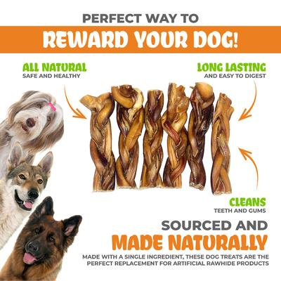 Show full view: K9warehouse Braided Bully Sticks 4-5-inch Dog Treats, 6 count slide 3 of 9