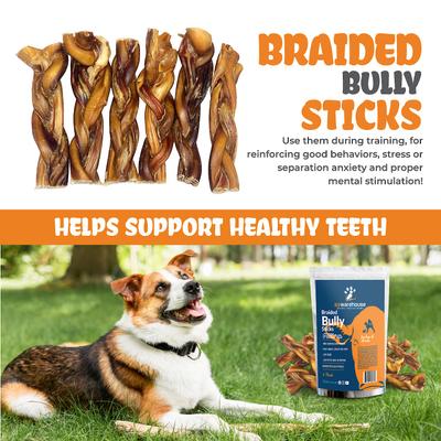 Show full view: K9warehouse Braided Bully Sticks 4-5-inch Dog Treats, 6 count slide 6 of 9
