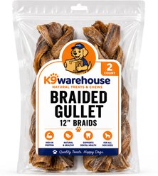 K9warehouse Braided Gullet 12-in Beef Flavored Dog Chews, 2 count