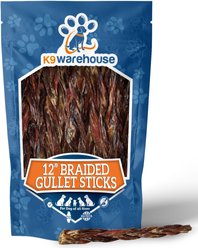 K9warehouse Braided Gullet 12-inch Beef Flavored Dog Chews, 2 count