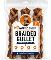 K9warehouse Braided Gullet 6-in Beef Flavored Dog Chews, 3 count