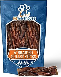 K9warehouse Braided Gullet 6-inch Beef Flavored Dog Chews, 6 count