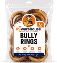 K9warehouse Bully Rings Dog Treats, 6 count