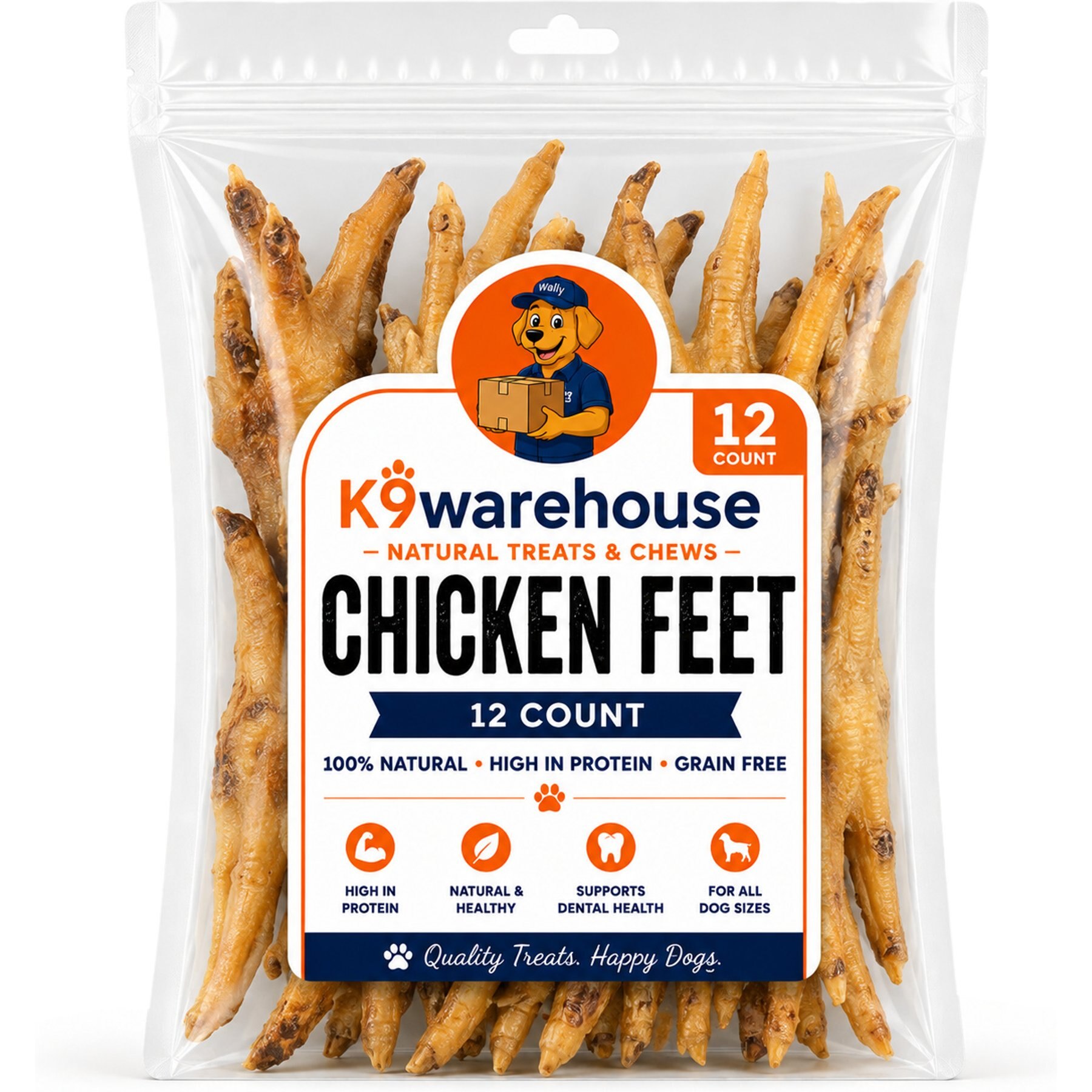 K9warehouse Chicken Feet Chicken Flavored Dog Chews, 12 count