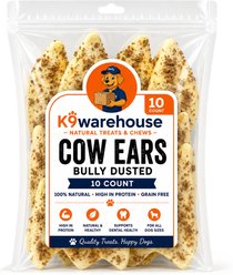 K9warehouse Cow Ears with Bully Sticks Dog Chew Treats, 10 count