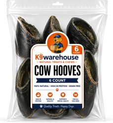 K9warehouse Cow Hooves Beef Flavored Dog Chews, 6 count