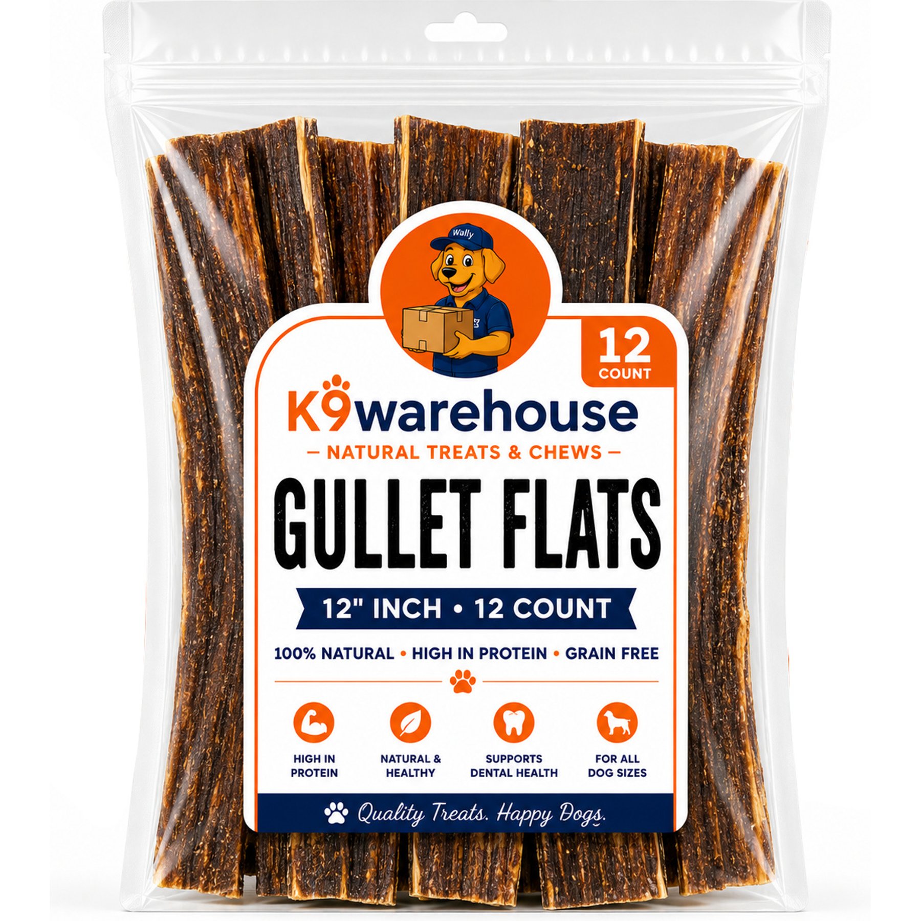K9warehouse Gullet Flats 12-in Beef Flavored Dog Chews, 12 count