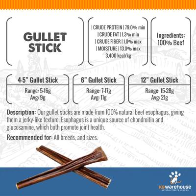 Show full view: K9warehouse Gullet Sticks 6-inch Beef Flavored Dog Chews, 12 count slide 4 of 4