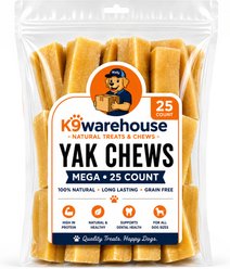 K9warehouse Himalayan Yak Chews Mega Yak Dog Chew Treats, 25 count
