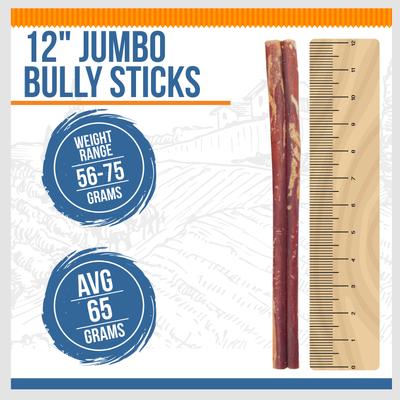 Show full view: K9warehouse Jumbo 12-inch Bully Sticks Dog Treats, 3 count slide 3 of 9