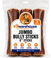 K9warehouse Jumbo 6-in Bully Sticks Dog Treats, 3 count