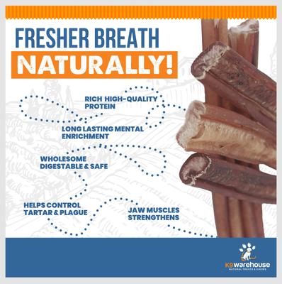 Show full view: K9warehouse Jumbo 6-inch Bully Sticks Dog Treats, 3 count slide 8 of 9