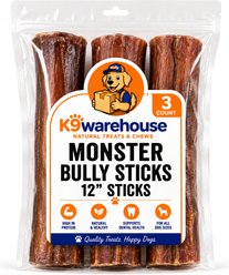 K9warehouse Monster 12-in Bully Sticks Dog Treats, 3 count