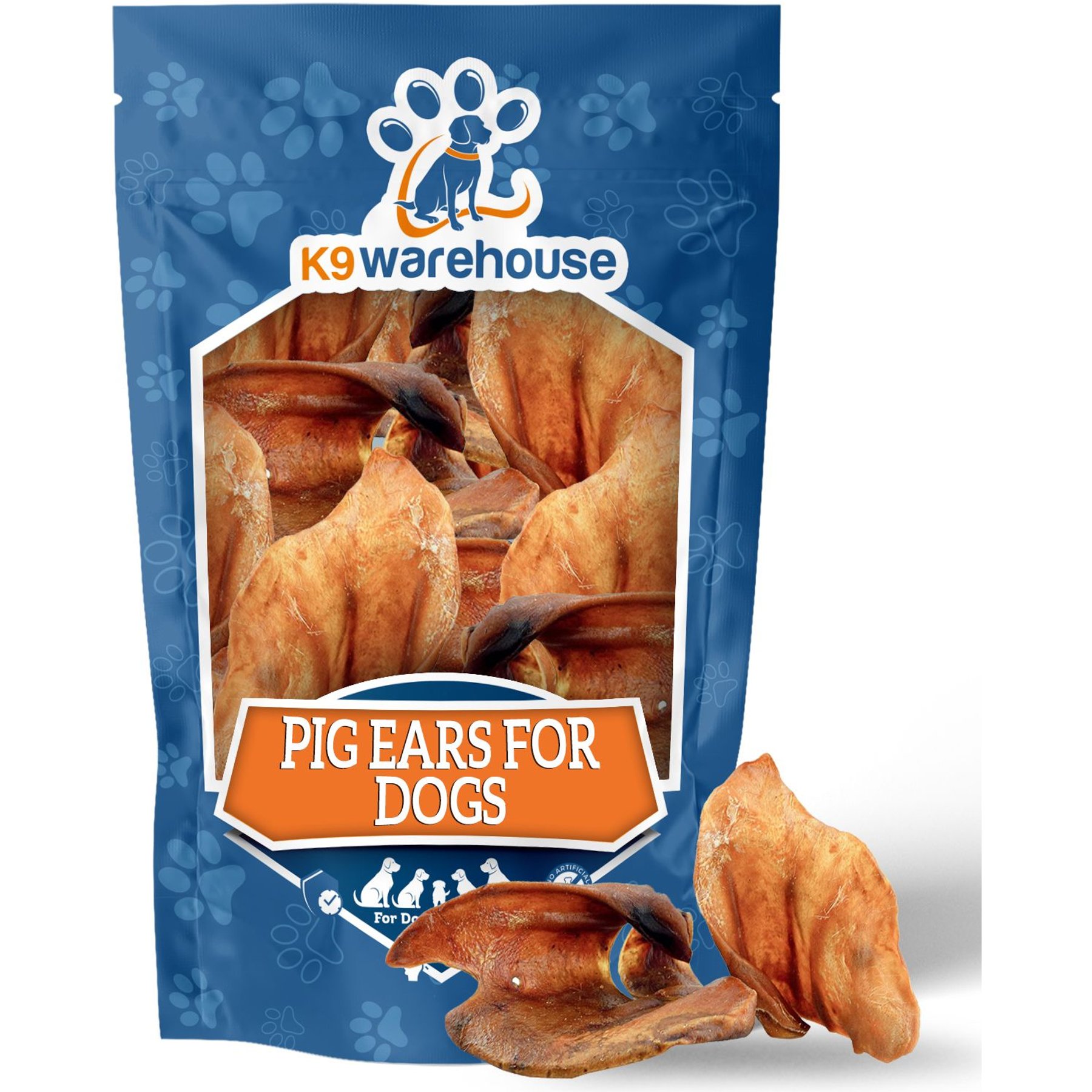 K9warehouse Pig Ears Natural Dog Treats, 6 count