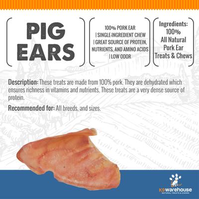 Show full view: K9warehouse Pig Ears Natural Dog Treats, 6 count slide 5 of 7