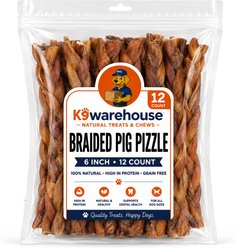 K9warehouse Pig Pizzle Pork Flavored Dog Chews, 12 count