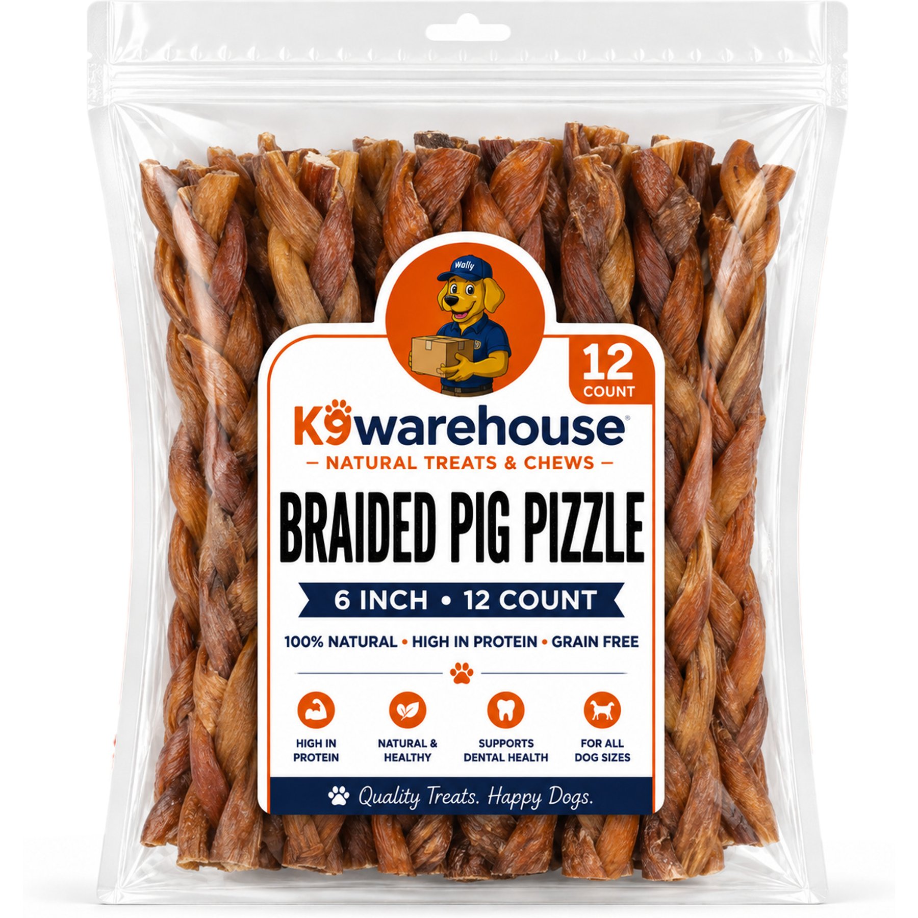 K9warehouse Pig Pizzle Pork Flavored Dog Chews, 12 count