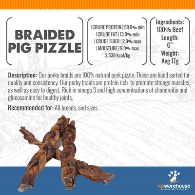 Show full view: K9warehouse Pig Pizzle Pork Flavored Dog Chews, 12 count slide 6 of 6