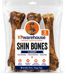 K9warehouse Shin Bones Beef Flavored Dog Bone Treats, 3 count