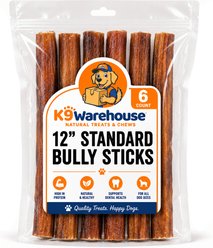 K9warehouse Standard 12-in Bully Sticks Dog Treats, 6 count