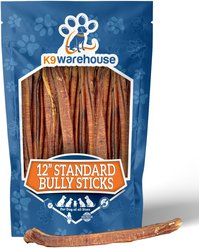 K9warehouse Standard 12-inch Bully Sticks Dog Treats, 12 count