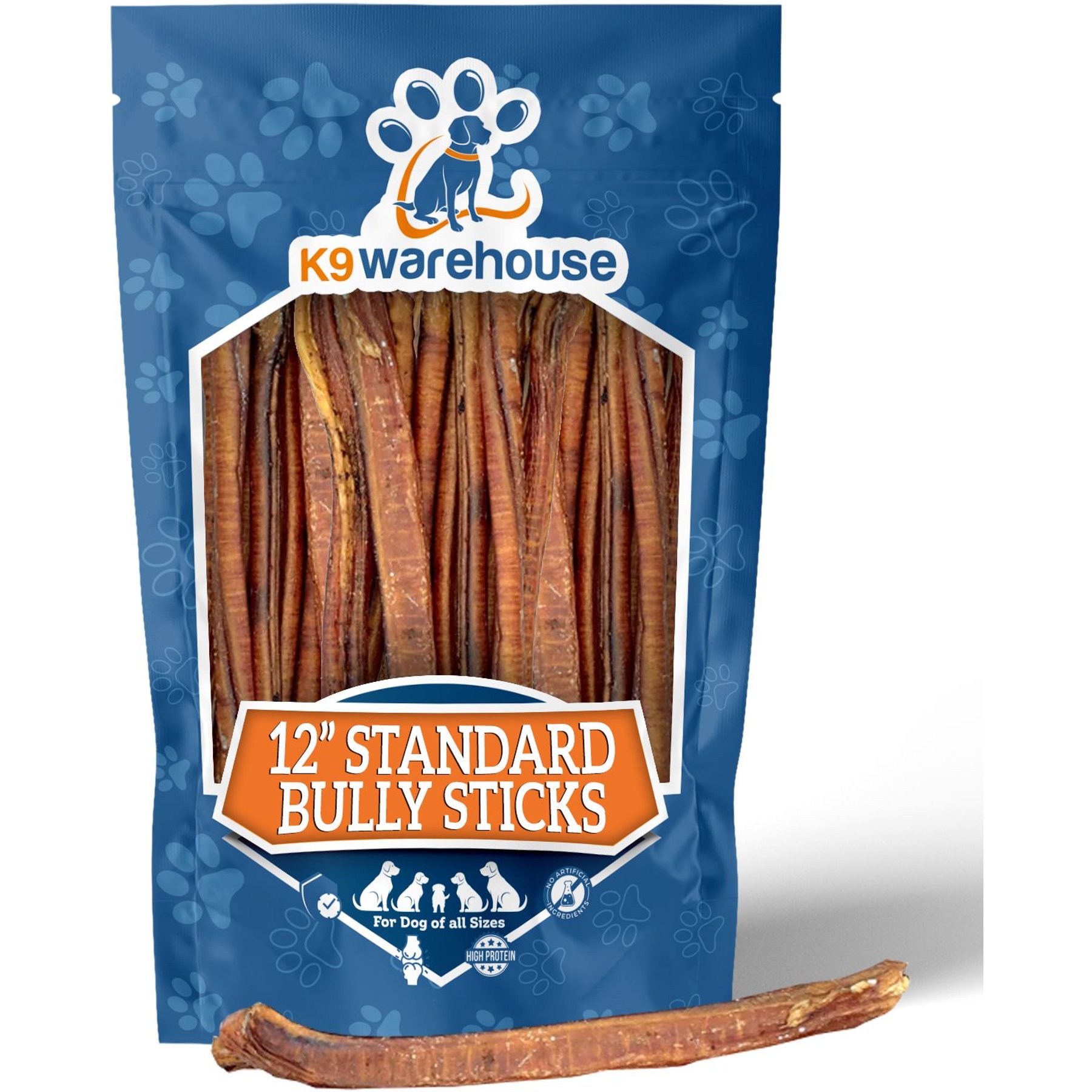 K9warehouse Standard 12-in Bully Sticks Dog Treats, 12 count