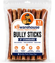 K9warehouse Standard 6-in Bully Sticks Dog Treats, 12 count