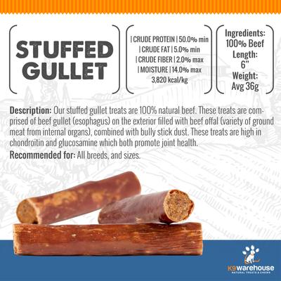 Show full view: K9warehouse Stuffed Gullet 6-inch Beef Flavored Dog Chews, 6 count slide 4 of 5